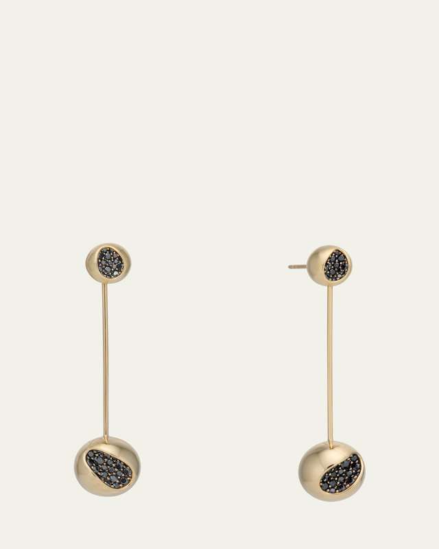 18K Long BLK Sapphire Pendulum Earrings